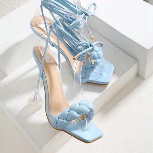 

sandals summer fashion design weave women transparent strange high heels ladies open toe shoes drop ship, Black