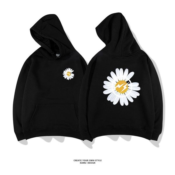 

men's hoodies & sweatshirts chrysanthemum-patterned wool sweater male/female casual hoodies with hood streetwear hip hop sweatshirts ha, Black