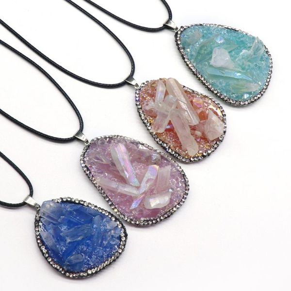 

pendant necklaces natural agates stone necklace irregural rough resin for making jewerly party gift 41-55mmx30x40mm length 45cm, Silver
