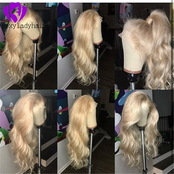 

perruques 613 blonde full lace front wig brazilian body wave lace front synthetic wigs pre plucked with baby hair can do ponytailfactory dir, Black