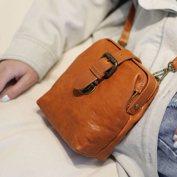 

vintage style bovine leather mini shoulder bag women's casual messenger bag luxury crossbody bag soft leather purse