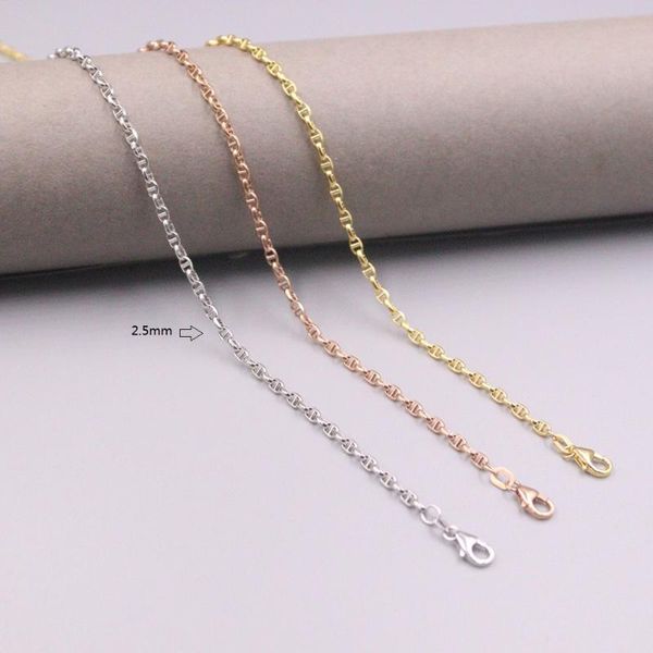 

chains real 18k gold 2.5mm anchor link chain necklace 18inch length 3-metals available, Silver