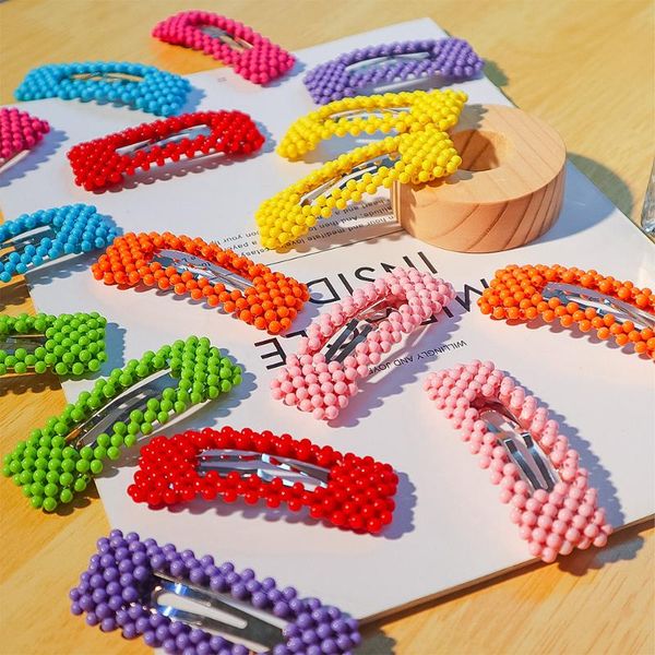 

2pcs colored pearl imitation beads hair clip fashion women accessories girl hairpins rectangular barrettes
