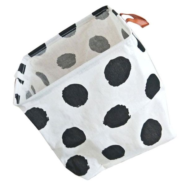 

1pc clothes storage basket home sundries kids toys (white black) laundry bags