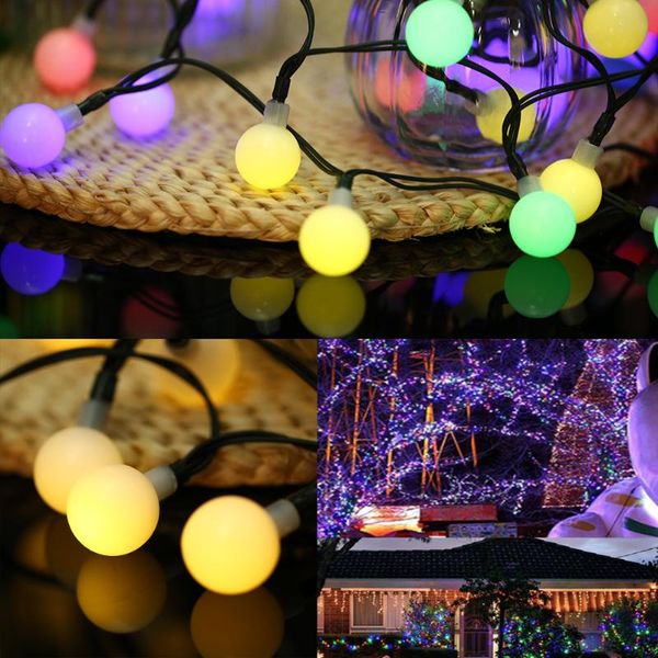 

solar lamps 50 led string lights ball shape rope light 8 modes warm white for party garden festival home decoration