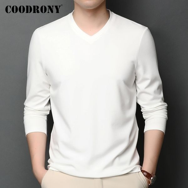 

coodrony brand t shirt men pure color casual long sleeve t-shirt men clothes spring autumn new tee shirt homme c5009 210329, White;black