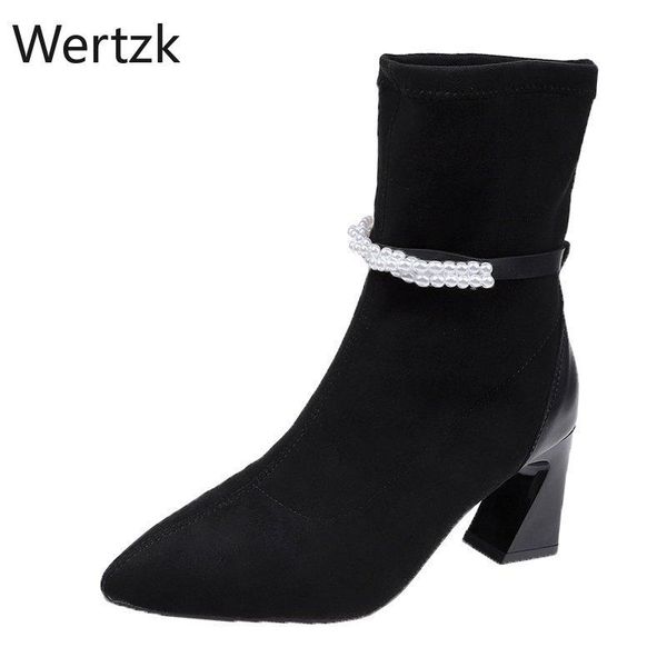 

boots fashion women thick heels shoes female est pointed toe ladies shoe brand 2021 boot woman zipper super high, Black