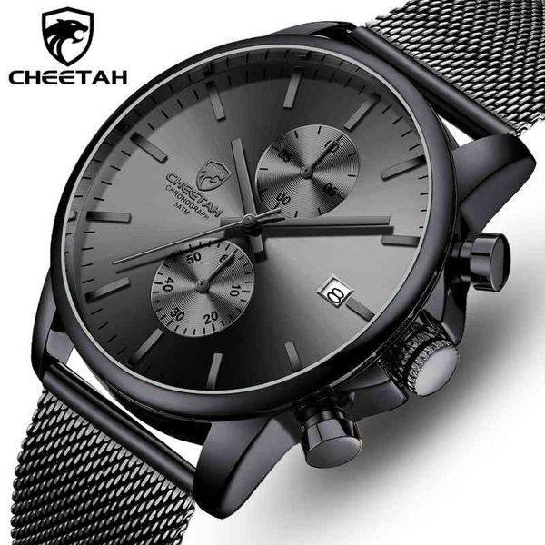 Cheetah Fashion Business Mens Relógios Top Marca Luxury Sports Chronograph Homens à prova d'água Assista relógio de quartzo Relogio Masculino 210517