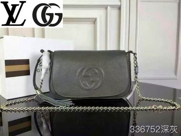 

9dt5 336752 grey leather crossbody bag women handbags iconic handles shoulder totes cross body bag clutches evening