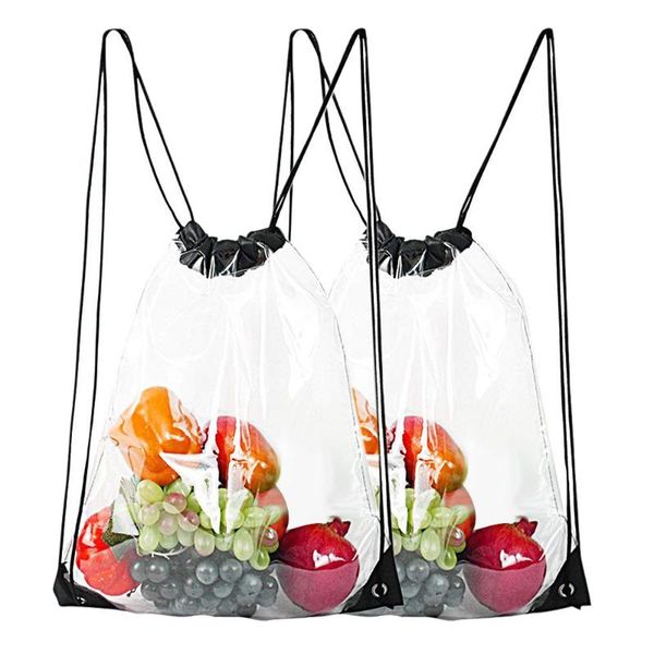 

backpack 2-pack clear drawstring backpack,waterproof bag for women and men school sport gym