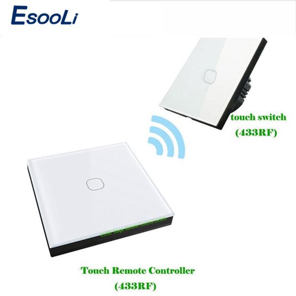 

smart home control esooli eu standard 1/2/3 gang 2 way wireless remote wall light touch switch stick