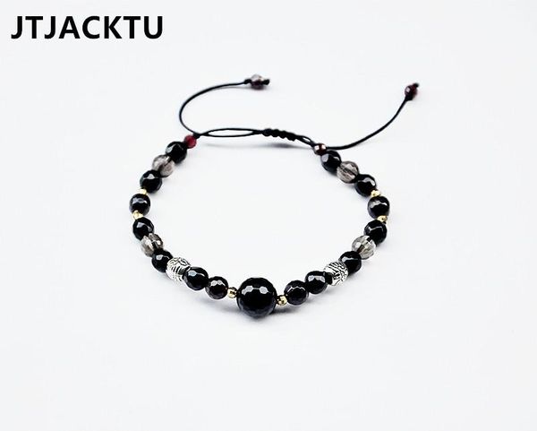 

tennis smoky beads onyx wrap bracelet for men and woman, Golden;silver