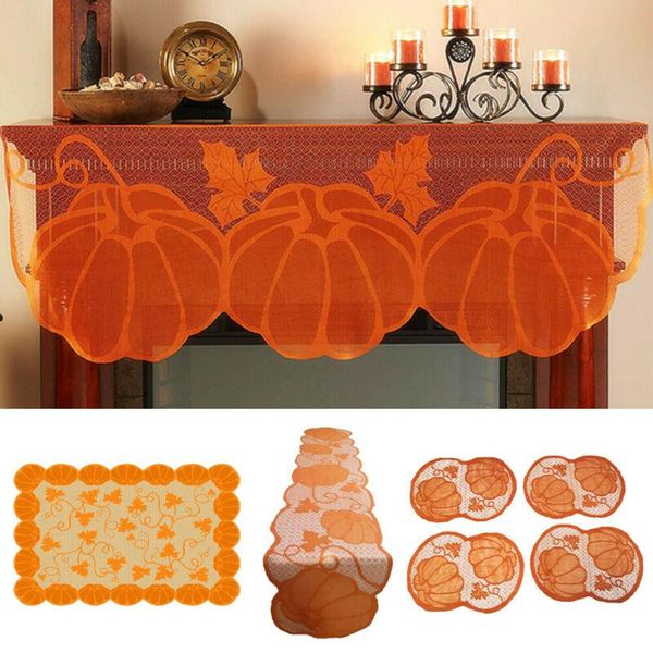 

table runner lace pumpkin halloween decoration cloth little dining place mats and fireplace for festivals