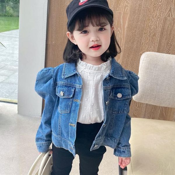 

jackets 2021 fashion kids girl jean long sleeve toddler outerwear for girls coat drop, Blue;gray
