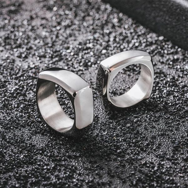 

cluster rings for women men jewelry simple tide hip hop personality geometric arc ring fashion wild titanium steel, Golden;silver