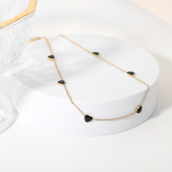 

chains chuangu 14k gold multilayer enamel lovers heart-shaped clavicle pendant necklace fashion collier femme jewelry, Silver