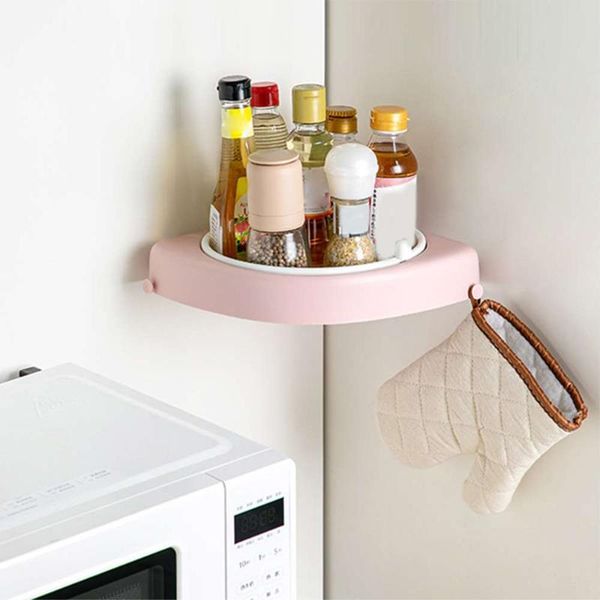 

bath accessory set punch-rotatable triangle shelf organiser punch toilet