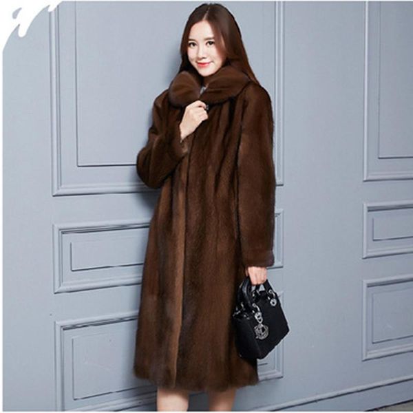

women's fur & faux milk coats female long 2021 middle-aged and elderly thin warm plus size 6xl 7xl 8xl 9xl jackets xf963, Black