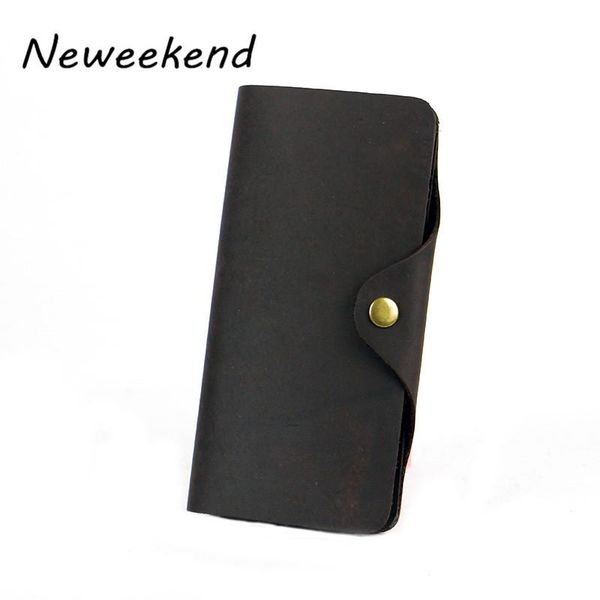 

wallets men's long wallet genuine leather crazy horse red brown hasp simple thin phone male card holder po cash purse for man, Red;black