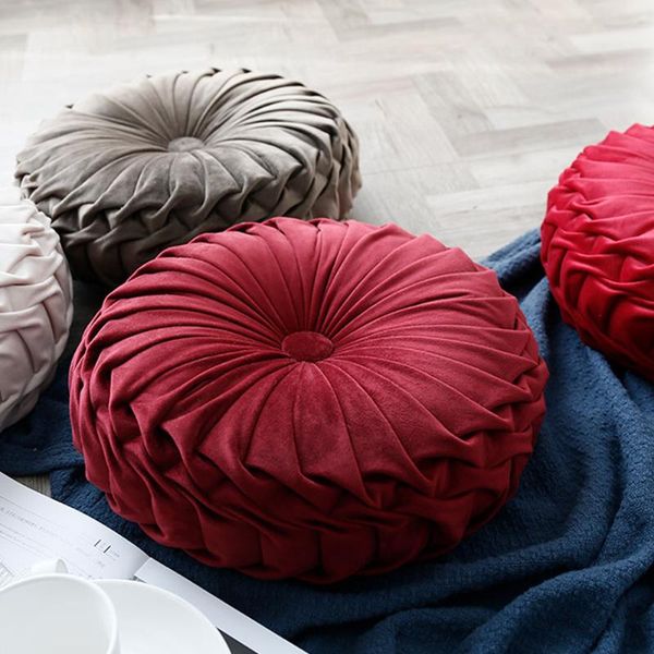 

cushion/decorative pillow fashion velvet pleated round floor cushion 6 colors portable for bed sofa chair living room ornaments
