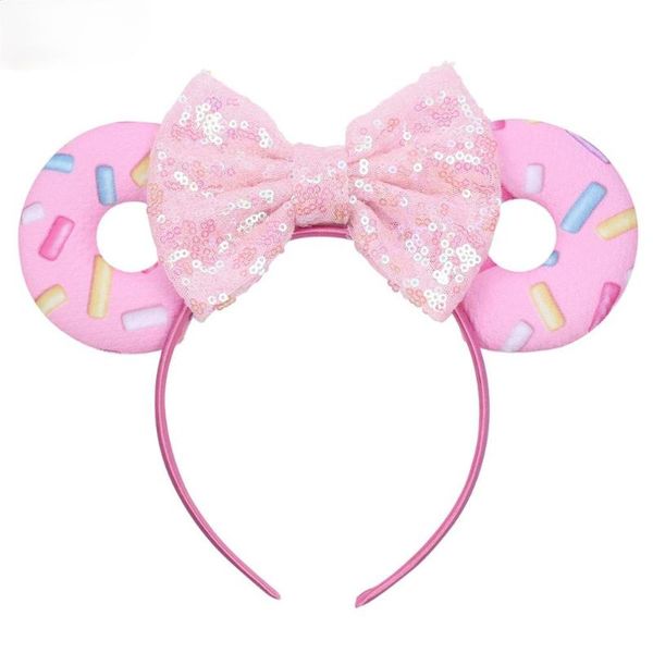 

sequins mouse ears headband bows donut hair band for women girl party accessories boutique gift, Slivery;white
