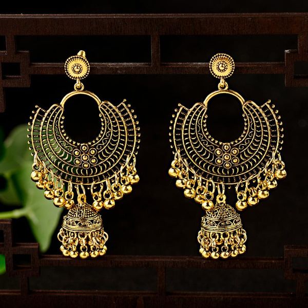 

dangle & chandelier boho vintage jhumka big bells tassel drop flower carved statement earring jewelry earrings for women ethnic 2021, Silver