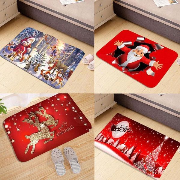 

christmas decorations red mat santa claus elk floor xmas non-slip doormat kitchen bathroom decor 2021 merry for i3p8