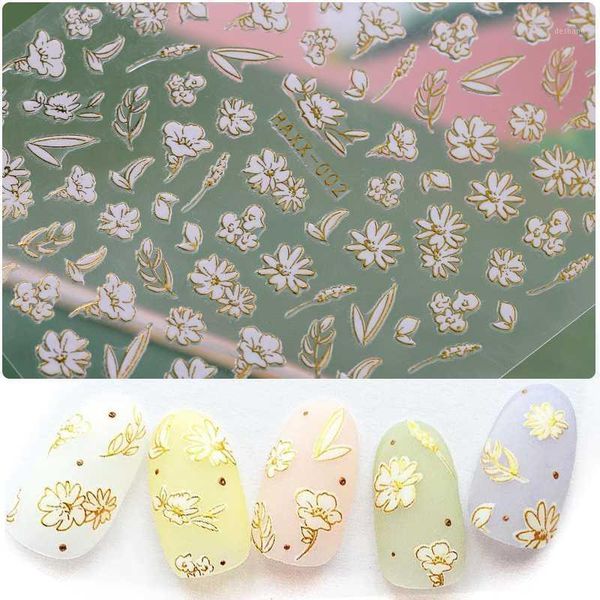 

1 sheet lotus nail sticker white transparent 3d flower art stickers decals1, Black