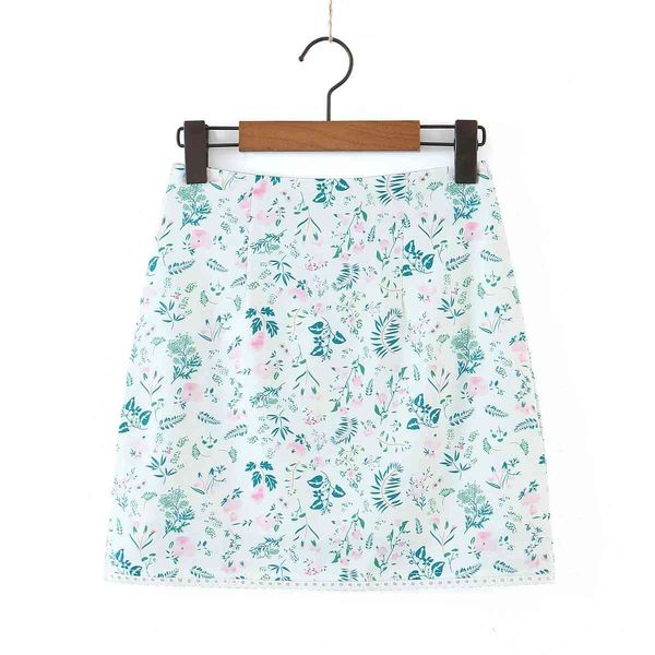 

spring summer floral print straight skirts sweet prairie chic lace fashion for female casual mini empire waist slip bottom 210521, Black