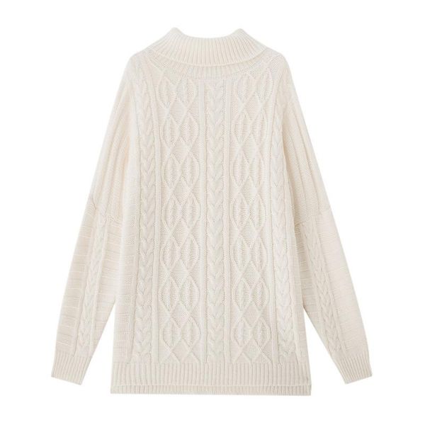 

women's sweaters half-high collar long-sleeved solid color pullover sweater for fall/winter style women loose short striped base knitte, White;black