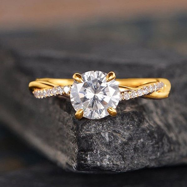 

fashion luxury four-claw inlaid zircon with side stones ring ladies classic all-match party gift engagement jewelry, Silver