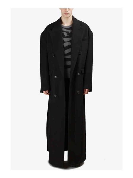 

men's trench coats casaco de lÃ£ solto super longo com fenda para homens, outono e inverno, clÃ¡ssico perfil ombro 3q7f, Tan;black
