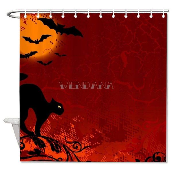 

halloween cats bats shower curtains decorative polyester waterproof bath curtains for bathroom holiday decor 72 inches long