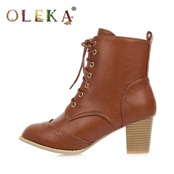 

boots oleak comfortable winter women square heel rome round toe for leisure style work safety shoes 2021 as249, Black
