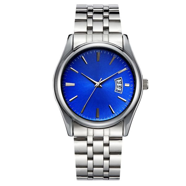 

fashion mens watch 40mm quartz movement casual watches business wristwatches for men calendar wristwatch montre de luxe festival gift, Silver