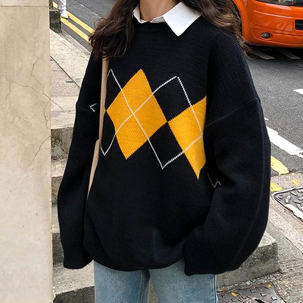 

women's sweaters ladies knitted sweater fashion pullovers winter loose korean college style jumpe, White;black
