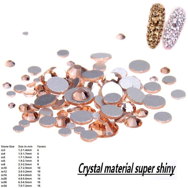 

nail art decorations strass glass crystal rhinestones champagne non fix ss3-ss34 and mixed glitter nails arrive gems, Silver;gold