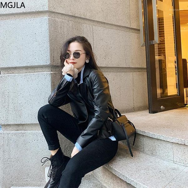 

zealand sheepskin ~ leather jacket women's autumn and winter motorcycle slim short womens coats & faux, Black