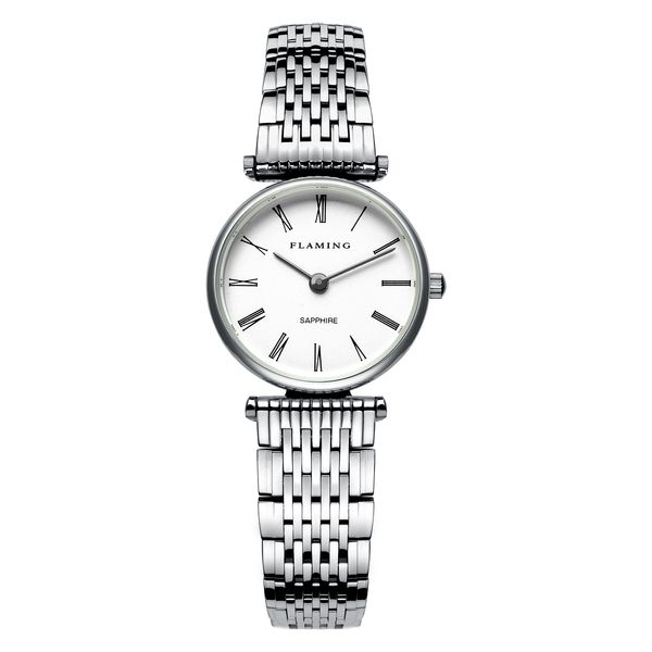 

flaming women watch 6 colors 316l steel case bracelet wristwatch japanese movement gift for ladies 24mm, Slivery;brown