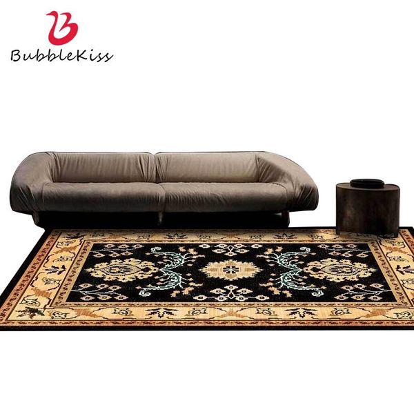 

carpets bubble kiss 2021 european style floral ethnic living room carpet yellow and black retro bedroom bedside mat