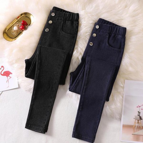 

women's jeans fashion high waist women 2021 autumn slim stretch buttons skinny pencil denim pants plus size 6xl casual female trousers, Blue