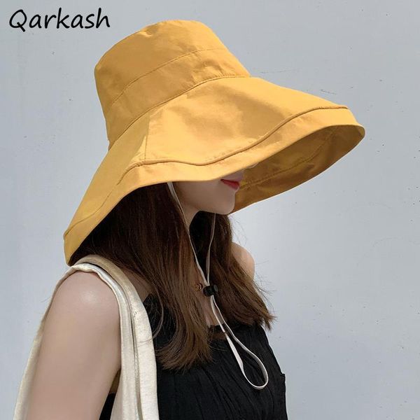 

wide brim hats bucket women simple solid summer sun protection ladies leisure chic fisherman basic 6 colors students outdoor, Blue;gray