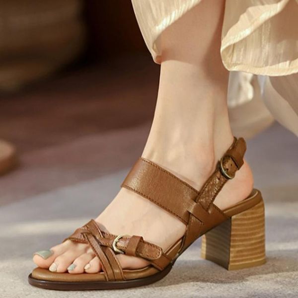 

dress shoes lapolaka brand genuine leather vintage elegant office lady retro leisure summer great quality sandals, Black