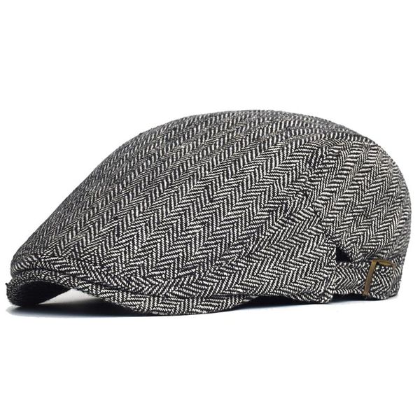 

berets adjustable herringbone sboy caps men woman casual beret flat ivy cap soft solid color driving cabbie hat hats, Blue;gray