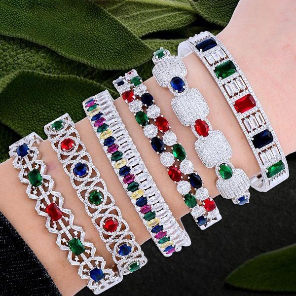 

bangle godki luxury stackable cuff bangles for women wedding full cubic zircon crystal cz dubai bridal bracelets party jewelry 2021, Black