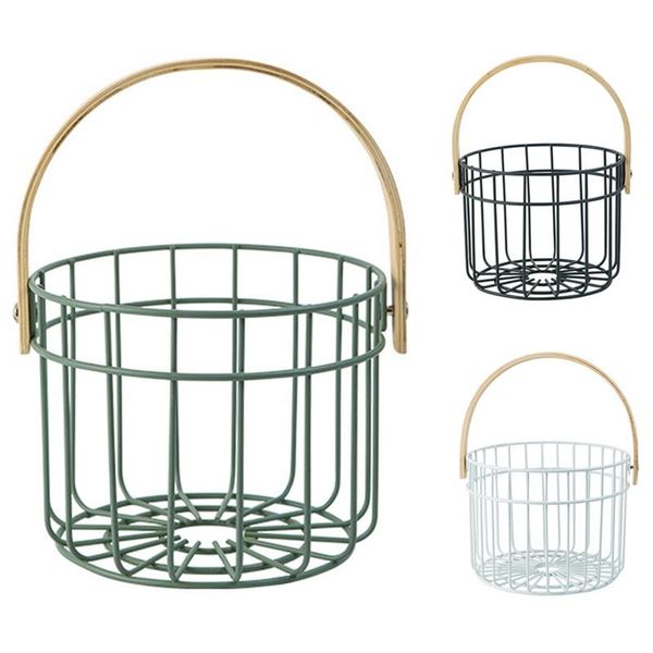 

storage baskets iron basket with solid wood handle simple fruit vegetable drain