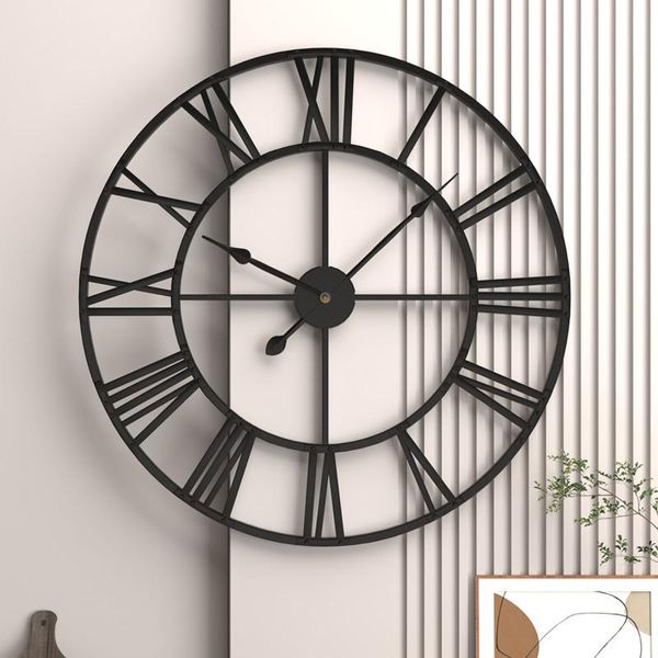 Wanduhren Retro Schmiedeeisen Uhr Nordic Dekoration Runde Römische Stummschaltung Garten Wohnzimmer Wohnkultur Geschenke