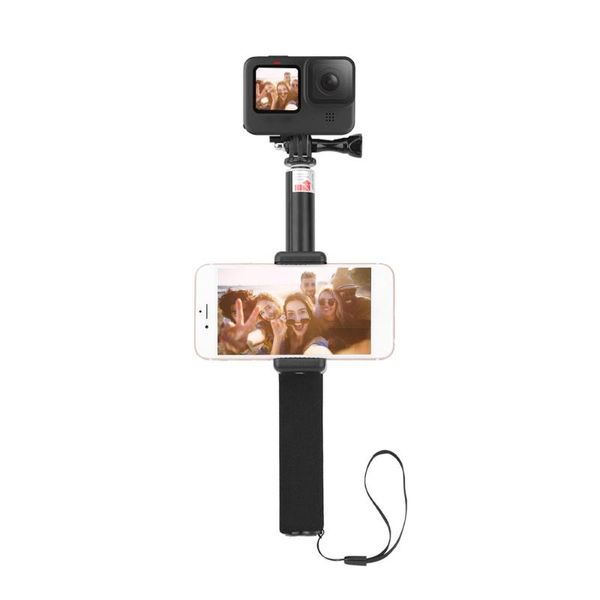 

universal phones holder aluminium alloy handheld extension rod adjust selfie phone clip sport camera stick accessory cell mounts & holders