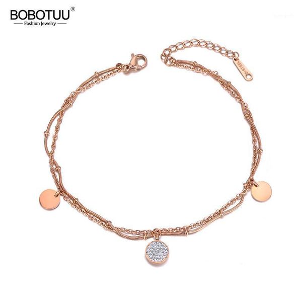 

charm bracelets bobotuu bohemia double layers clay crystal tag for women stainless steel link chain bracelet jewelry bb190571, Golden;silver