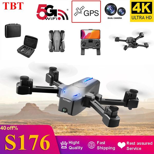 

quadcopter with 4k dual camera drone four-axis helicopter 5g wifi gps s176 hd professional dron one-key return drop drones